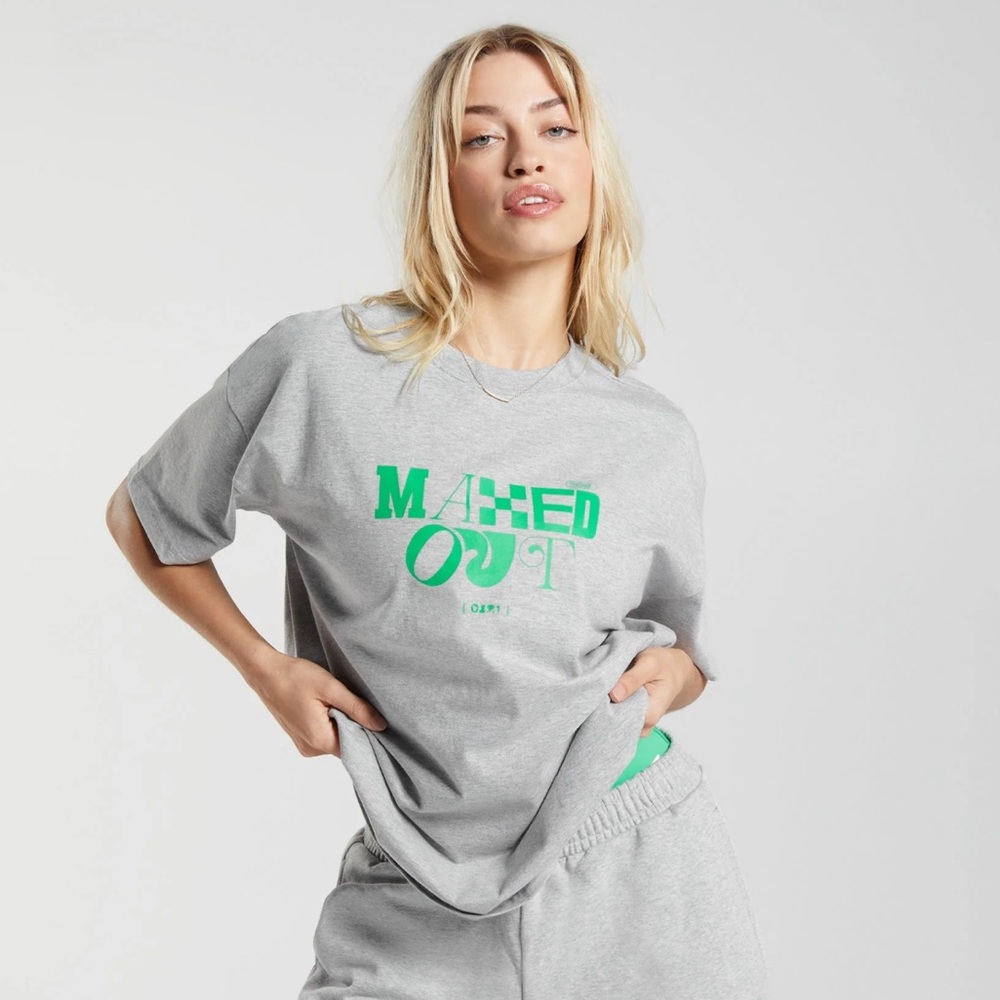 Gymshark light grey green maxed out tshirt size medium